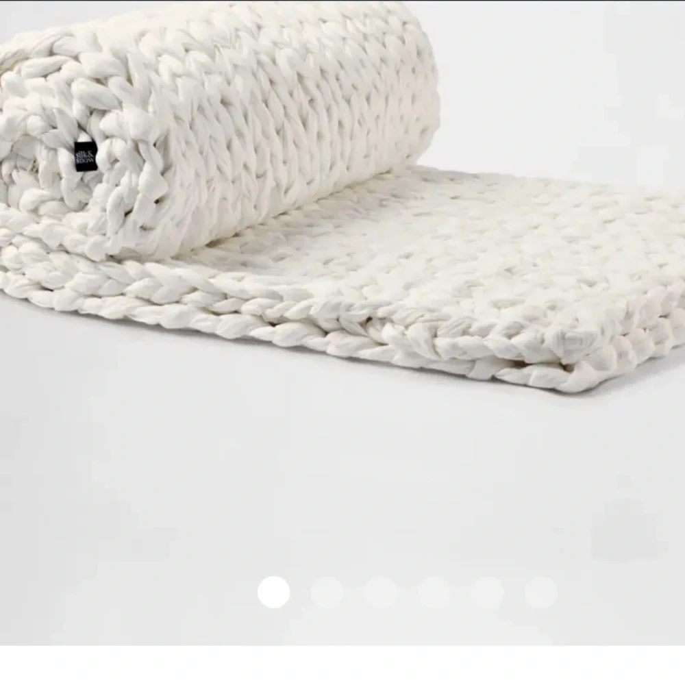 Silk & Snow LIKE NEW hand Knitted Weighted Blanket natural Cream 15 lbs - Picture 5 of 10